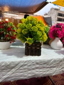 Artificial Potted Plants With Wooden Pots